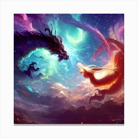 Dragons Fighting In The Sky 1 Canvas Print