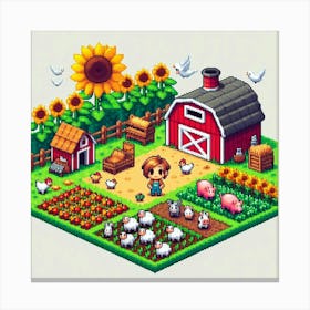 8-bit farmyard Canvas Print