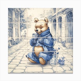Winnie The Pooh Delft Tile Illustration 2 Canvas Print