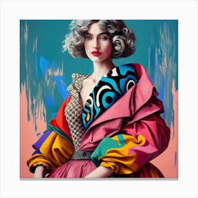 Woman In A Colorful Dress Canvas Print