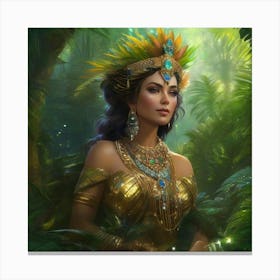 Woman In The Jungle Canvas Print