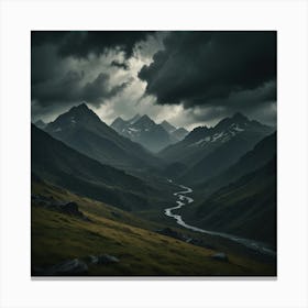 Dark Clouds Over The Mountains Canvas Print