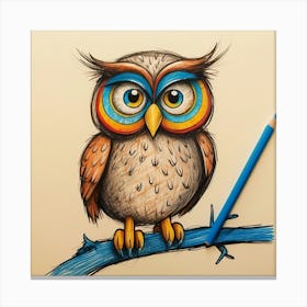 Owl On A Branch 4 Canvas Print