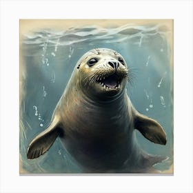 Seal In The Water 3 Canvas Print