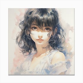 Watercolor Of A Girl Canvas Print