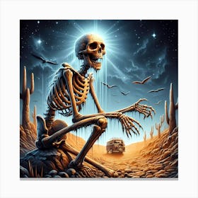 Skeleton In The Desert Canvas Print