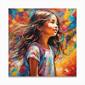 Little Girl In The Wind Canvas Print