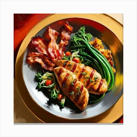 Grilled Chicken With Bacon And Green Beans Canvas Print