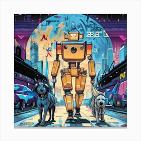 Robots And Dogs Canvas Print