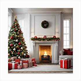 Christmas In The Living Room Canvas Print