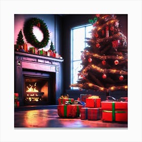 Christmas Tree In The Living Room 60 Canvas Print