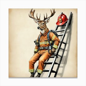 Deer Firefighter 2 Canvas Print