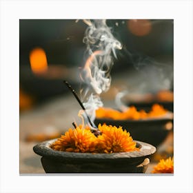 Incense Burning In A Bowl Canvas Print