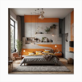 Orange Bedroom Canvas Print