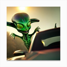 Alien In A Car Canvas Print