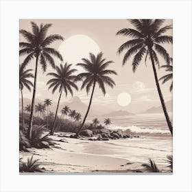 Palm Trees On The Beach 5 Canvas Print