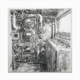 Ship'S Engine Room Canvas Print