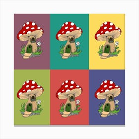 Mushroom House Pop Art Canvas Print