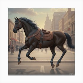 Horse In City Canvas Print