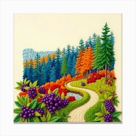 Embroidered Landscape Canvas Print