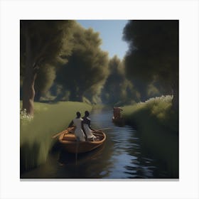 Two People In A Boat Canvas Print