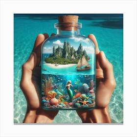 Mermaid In A Bottle 1 Canvas Print