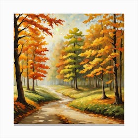 Forest In Autumn In Minimalist Style Square Composition 35 Canvas Print