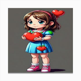 Girl Holding Heart 1 Canvas Print