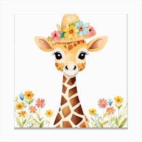 Floral Baby Giraffe Nursery Illustration (31) 1 Canvas Print