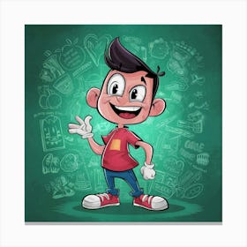 Cartoon Boy With Doodles 1 Canvas Print