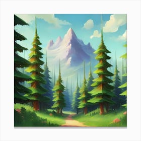 Path To The Mountains trees pines forest 5 Canvas Print