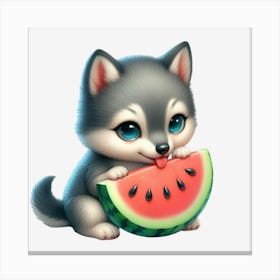 Watermelon Puppy Canvas Print