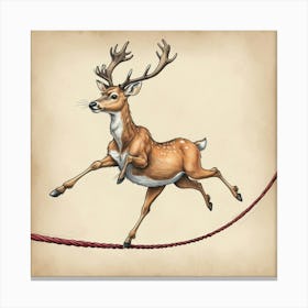 Deer Jumping Rope 4 Canvas Print