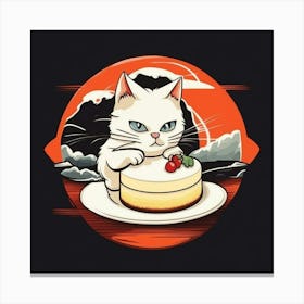 Cat With Cake Canvas Print