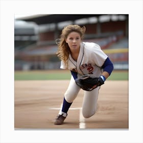 Girl In A Baseball Uniform 1 Canvas Print