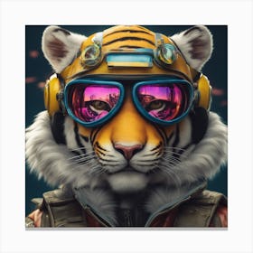 Tiger With Sunglasses Canvas Print