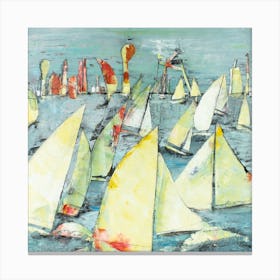  Yellow And Red Sails Square Canvas Print