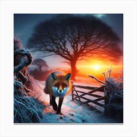 Fox In The Snow 1 Canvas Print