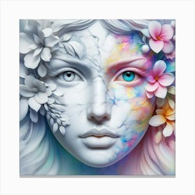 Woman With Flowers On Her Face 2 Canvas Print