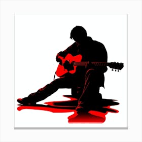 Silhouette Of A Man Playing Guitar Canvas Print