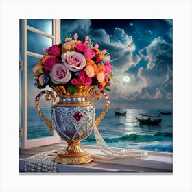 BEAUTIFUL VASE ON MOON LIGHT Canvas Print