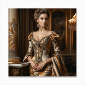 Beautiful Woman In A Golden Gown 4 Canvas Print