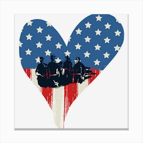 Us Flag Heart Memorial Day Canvas Print