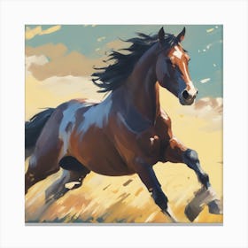 Horse Running In The Field 2 Canvas Print