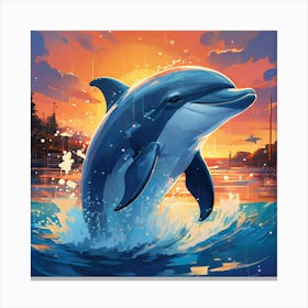 Dolphin Jumping In The Water Canvas Print