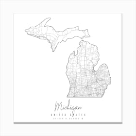 Michigan Minimal Street Map Square Canvas Print
