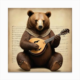 Mandolin Bear Art Print 1 Canvas Print