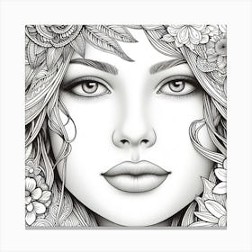 Young Lady Colouring 2 Canvas Print