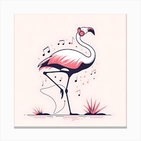 Flamingo With Music Notes Canvas Print