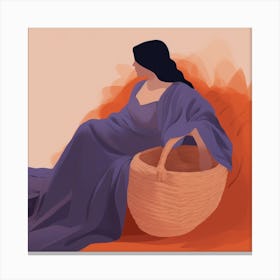 Woman With Basket Canvas Print
